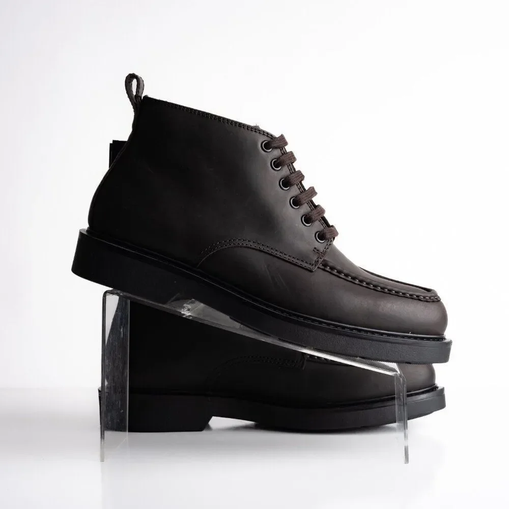 Massimo Dutti Mens Leather Lace Up Ankle Boots Brown US 10 EU 43 New 2056/450